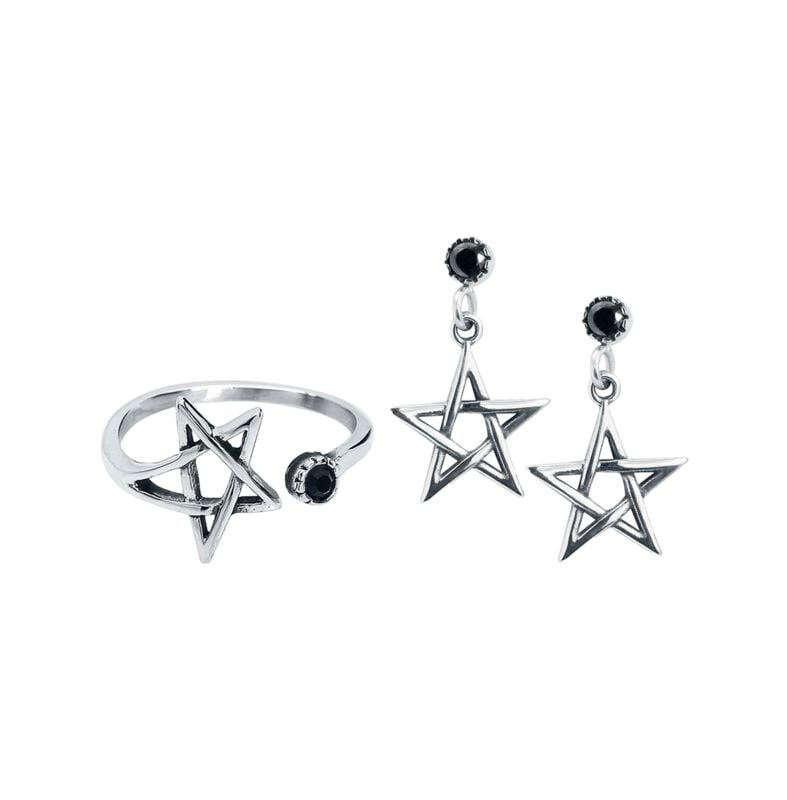 Anello Gothic di etNox - Pentagramm Bundle - Donna - colore argento