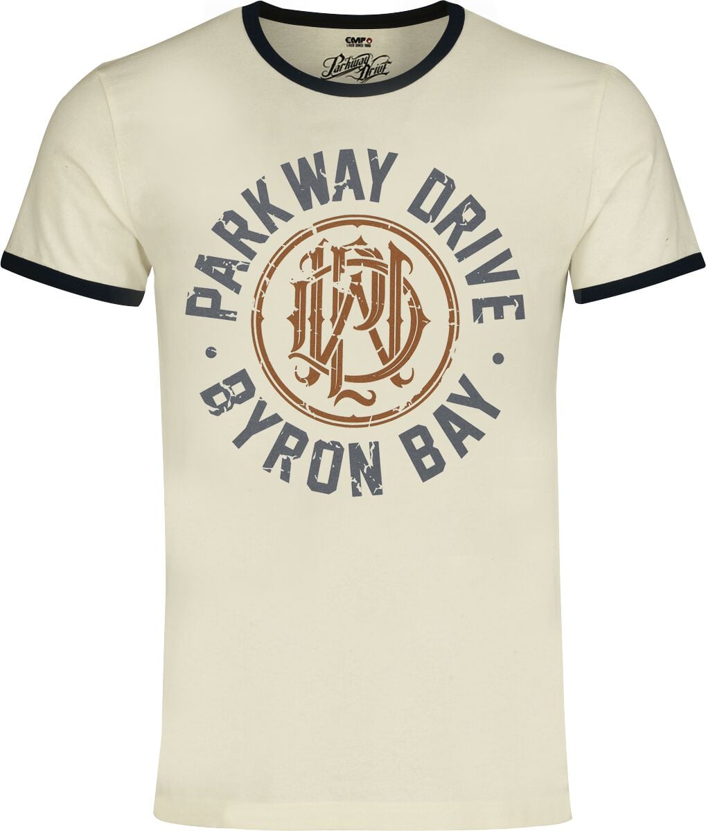 T-Shirt Manches courtes  de Parkway Drive - Byron Bay - Ringer Shirt - S à 5XL - pour Homme - blanc cassé