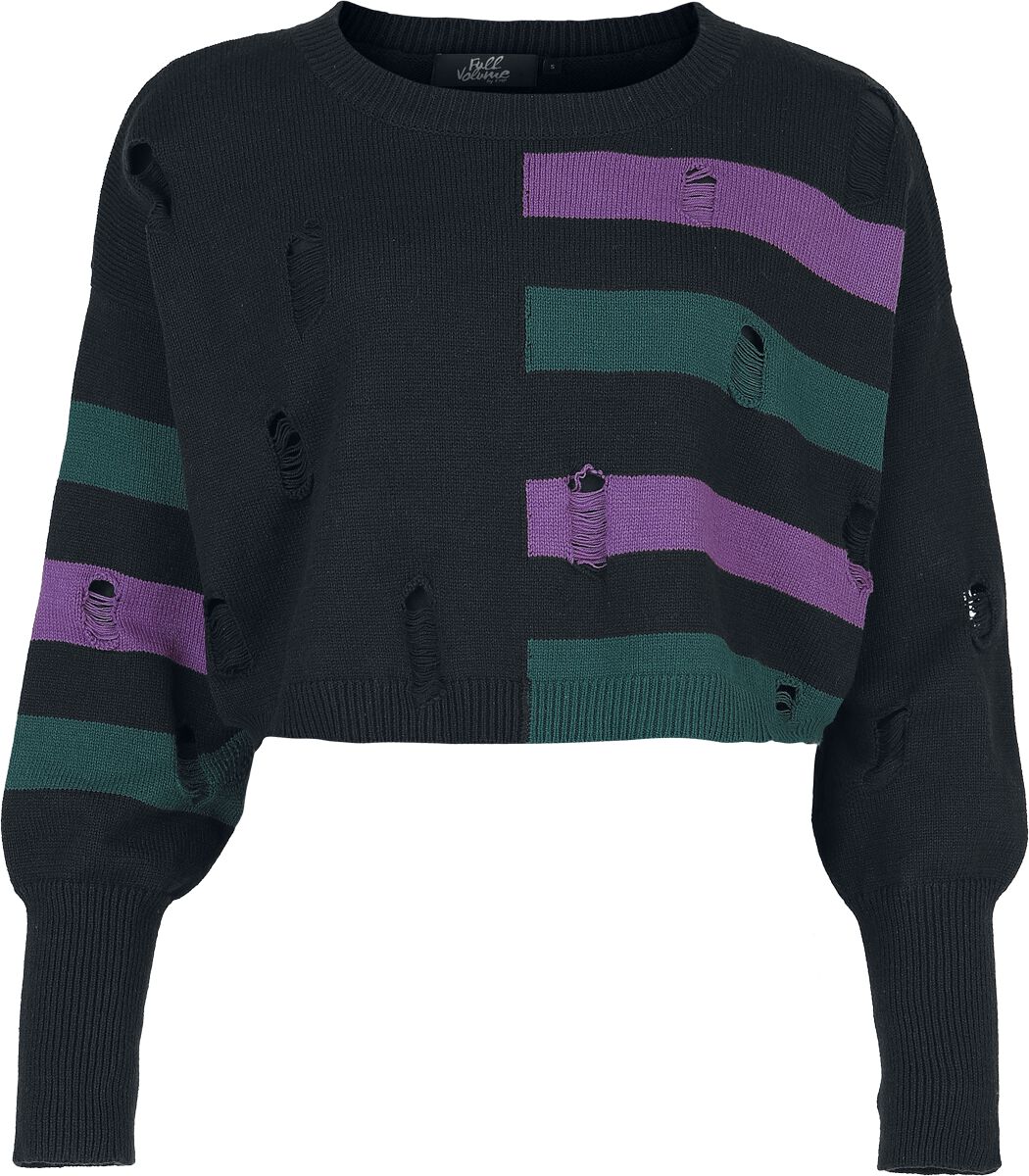 4068143326834 - Cute Morbid cropped sweater with destroy effects Strickpullover schwarz in XXL