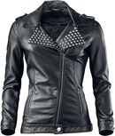 Studded Faux Leather Jacket, Black Premium by EMP, Kunstlederjacke