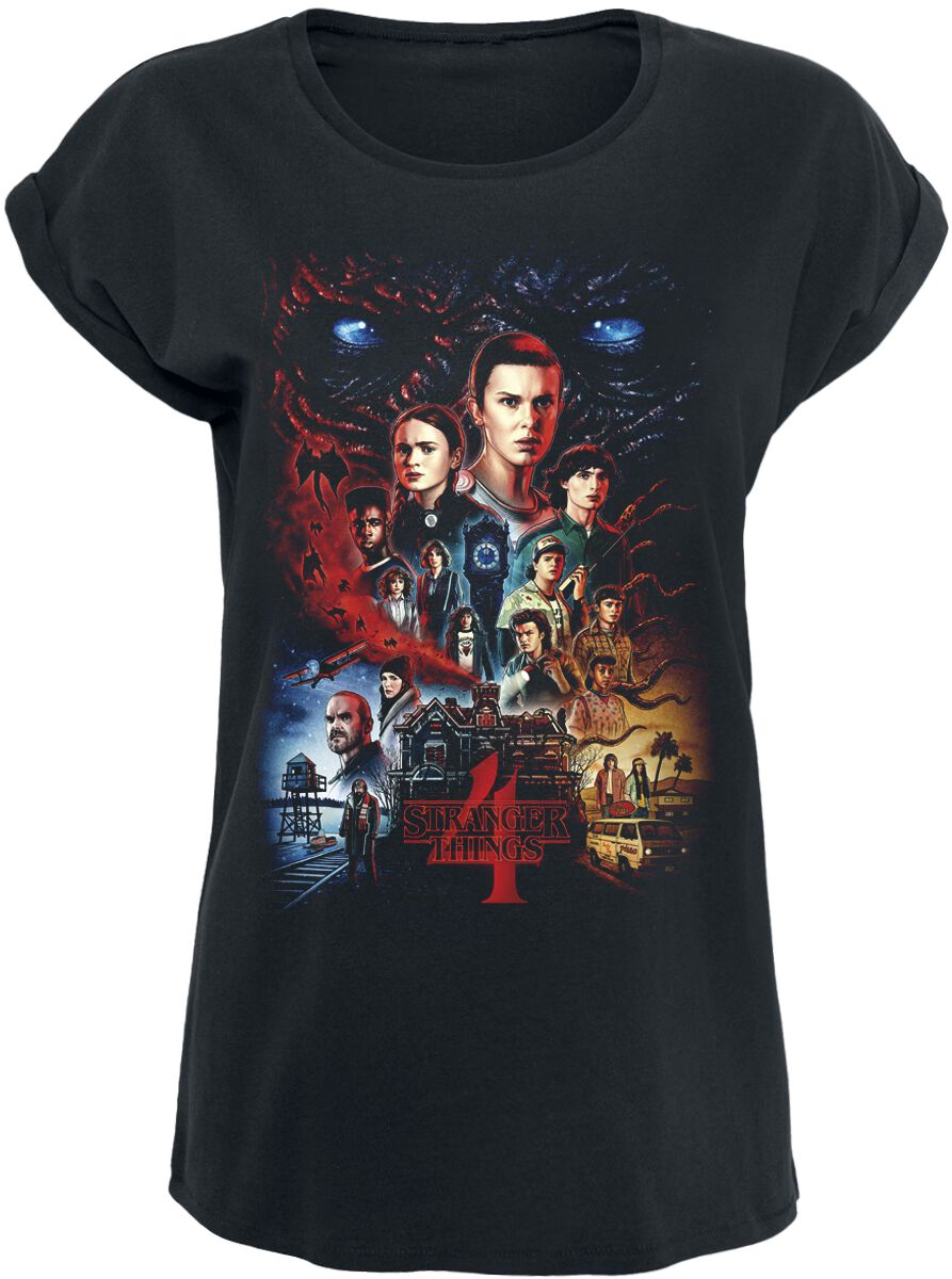 Stranger Things T-Shirt - Season 4 Poster - S bis XXL - für Damen - Größe XXL - schwarz  - EMP exklusives Merchandise!