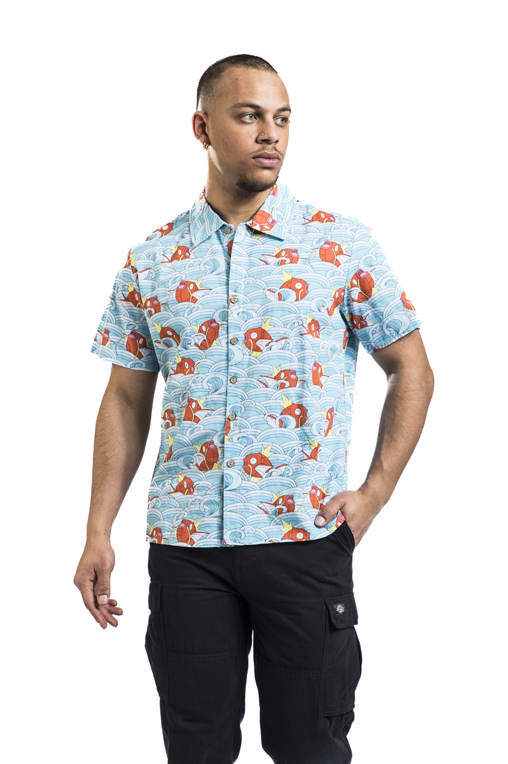 Thumbnail - Pokémon Karpador - Hawaii Kurzarmhemd blau in L