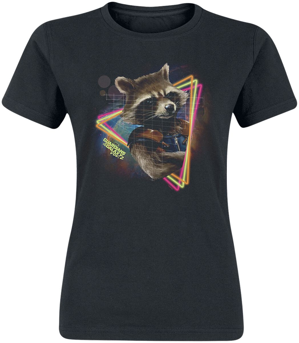 Guardians Of The Galaxy - Marvel T-Shirt - Neon Rocket - S bis XXL - für Damen - Größe XL - schwarz  - Lizenzierter Fanartikel