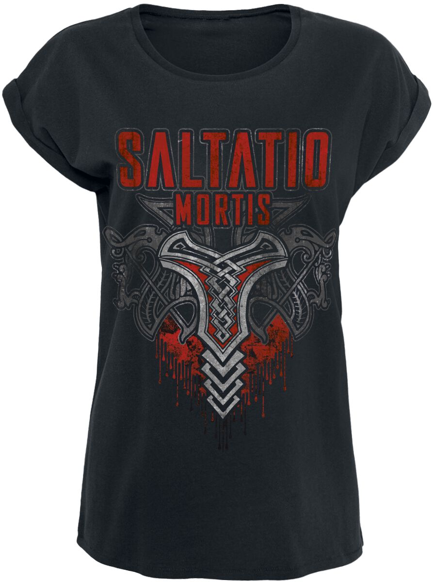 Saltatio Mortis T-Shirt - Viking Logo - S bis 3XL - für Damen - Größe L - schwarz  - Lizenziertes Merchandise!