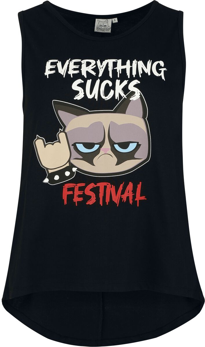 Levně Grumpy Cat Everything Sucks - Festival Dámský top černá