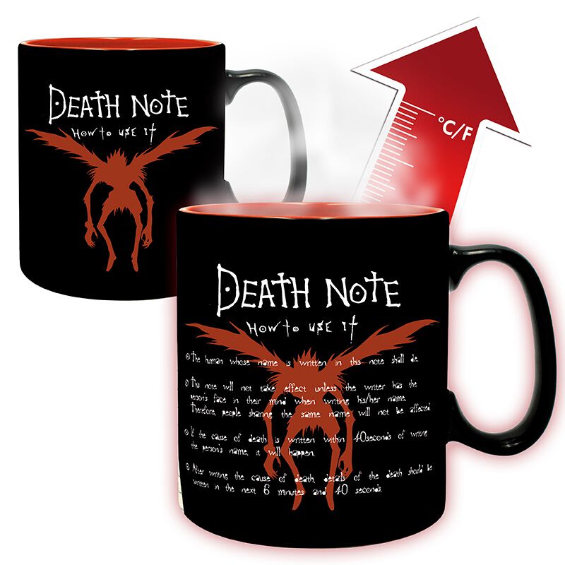 Death Note Kira and Ryuk - Mug with thermal effect Cup black red blue