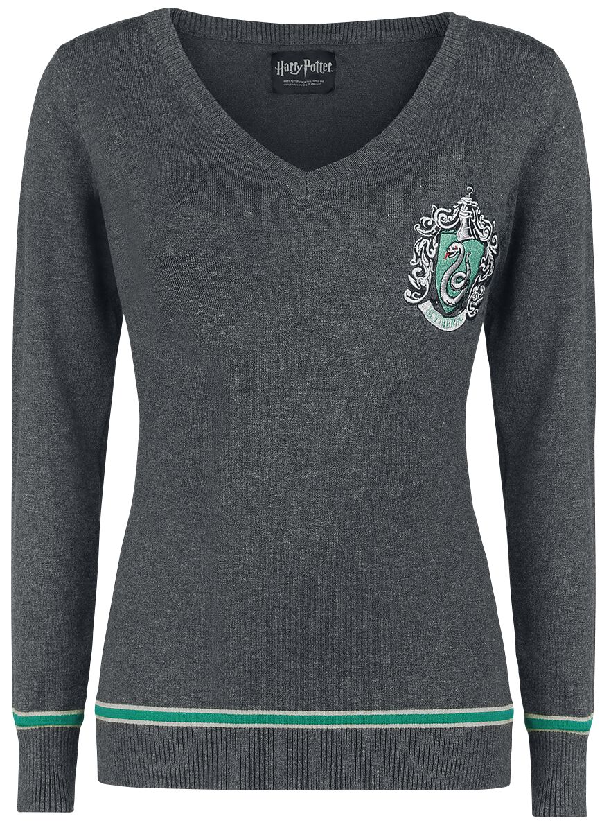 Harry Potter Strickpullover - Slytherin - S bis 3XL - für Damen - Größe S - grau meliert  - EMP exklusives Merchandise!