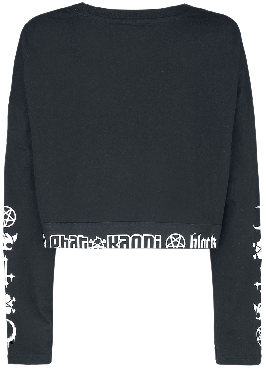 Black Blood by Gothicana - Gothic Langarmshirt - Phat Kandi X Black Blood by Gothicana Cropped Longsleeve - S bis XL - für Damen - Größe XL - schwarz