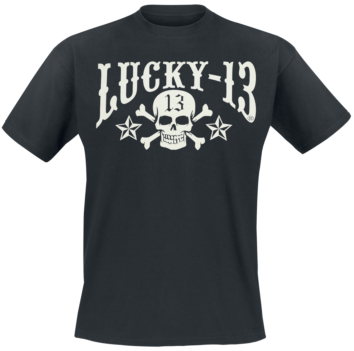 Lucky 13 - Skull Stars - T-Shirt - schwarz