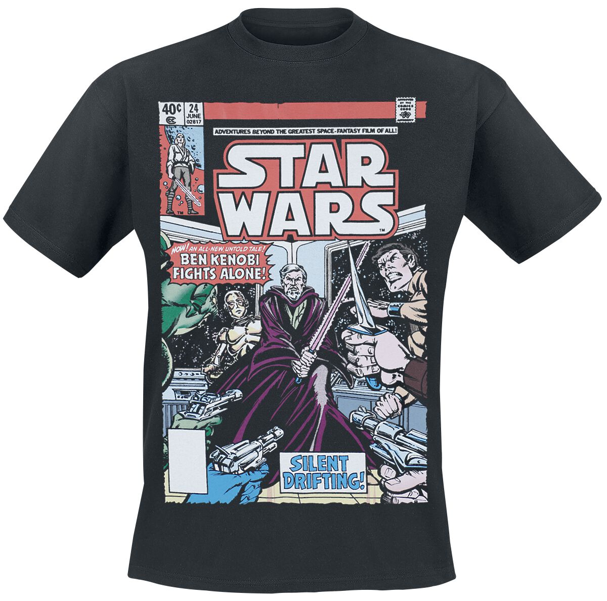 Star Wars T-Shirt - Ben Kenobi Fights Alone - S bis XXL - für Männer - Größe XL - schwarz  - Lizenzierter Fanartikel