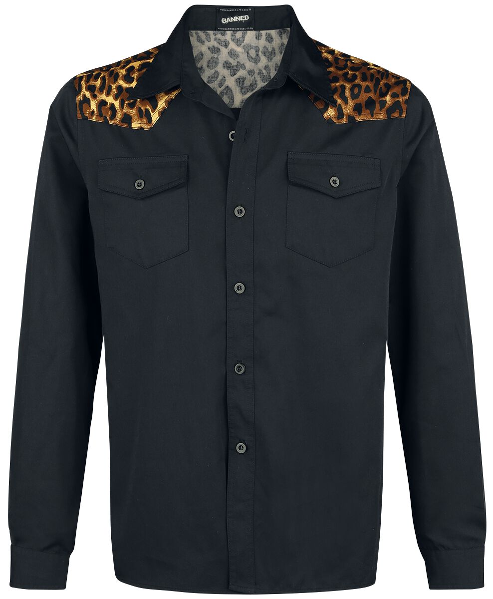 Levně Banned Alternative Košile Leo Panel Košile černý leopard