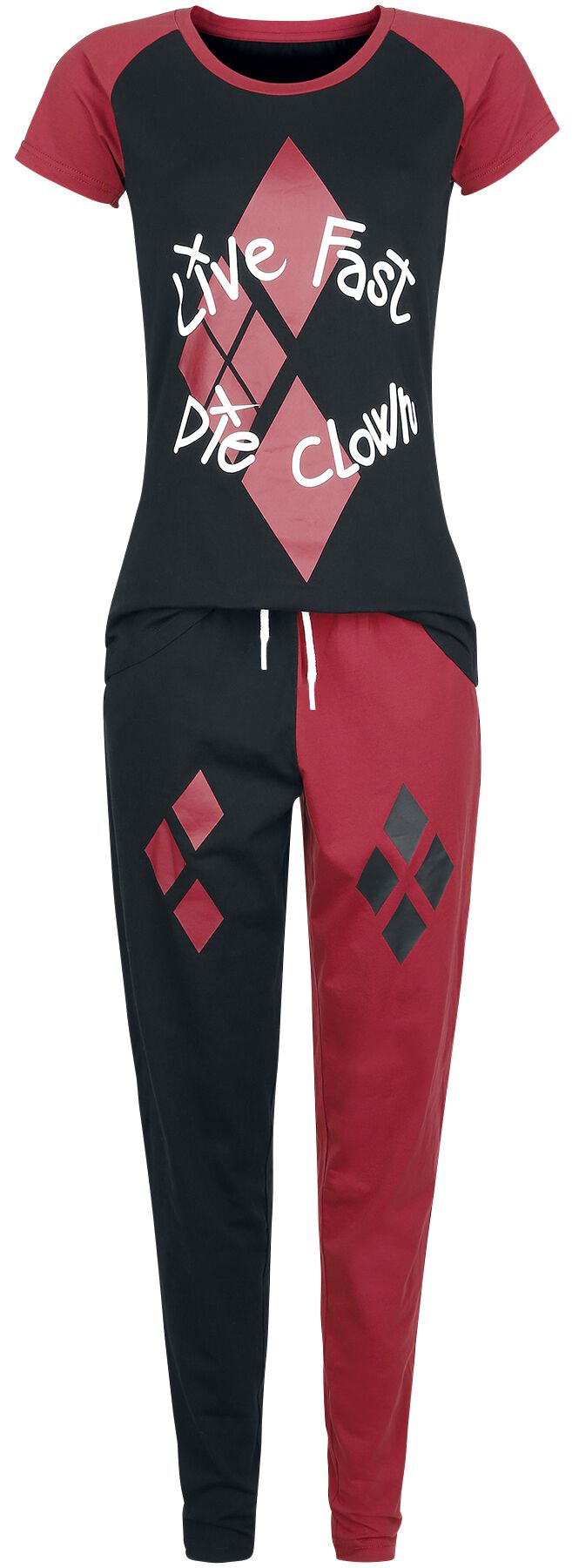 Suicide Squad 2 – Live Fast Die Clown Schlafanzug rot schwarz Suicide Squad 2 – Live Fast Die Clown Schlafanzug rot schwarz