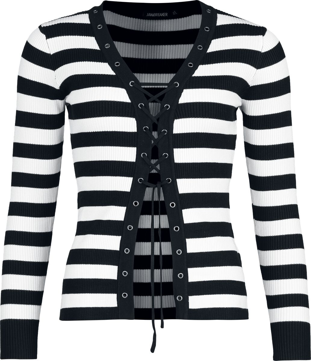 Jawbreaker Rockabilly Cardigan - Striped Cardigan - for Women - black-white