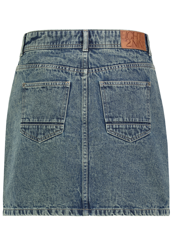 Thumbnail - Authentic Style DENIM SKIRT WITH STUDS AT FRONT Kurzer Rock blau in XL