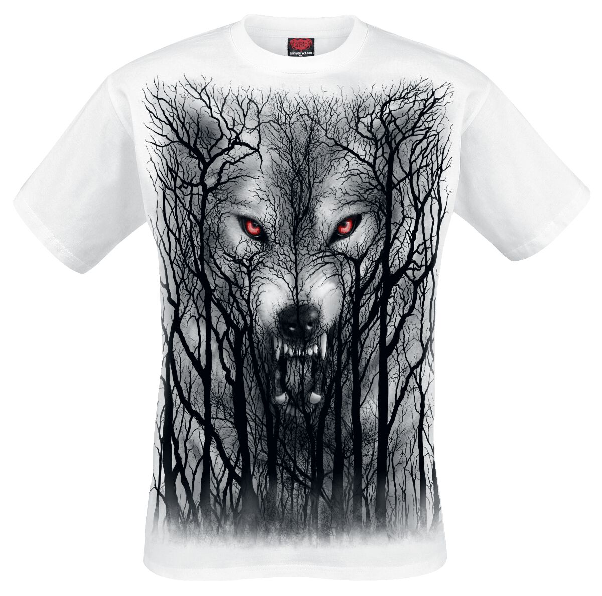 T-Shirt Manches courtes Gothic de Spiral - Forest Wolf - S à XXL - pour Homme - blanc/noir
