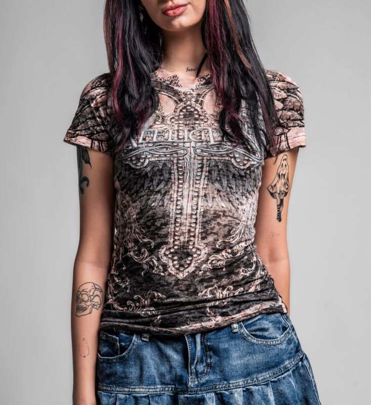 Levně Affliction Isabella S/S Tee Dámské tričko hnědá