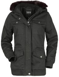 Winter Jacket With Fake Fur Hood, Black Premium by EMP, Winterjacke