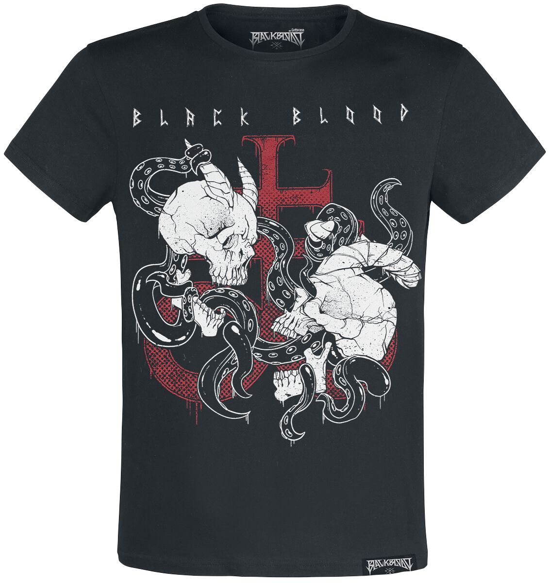 Levně Black Blood by Gothicana Tričko s potiskem s démonickou lebkou Tričko černá