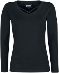 Langarmshirt mit Zierbändern, Black Premium by EMP, Langarmshirt
