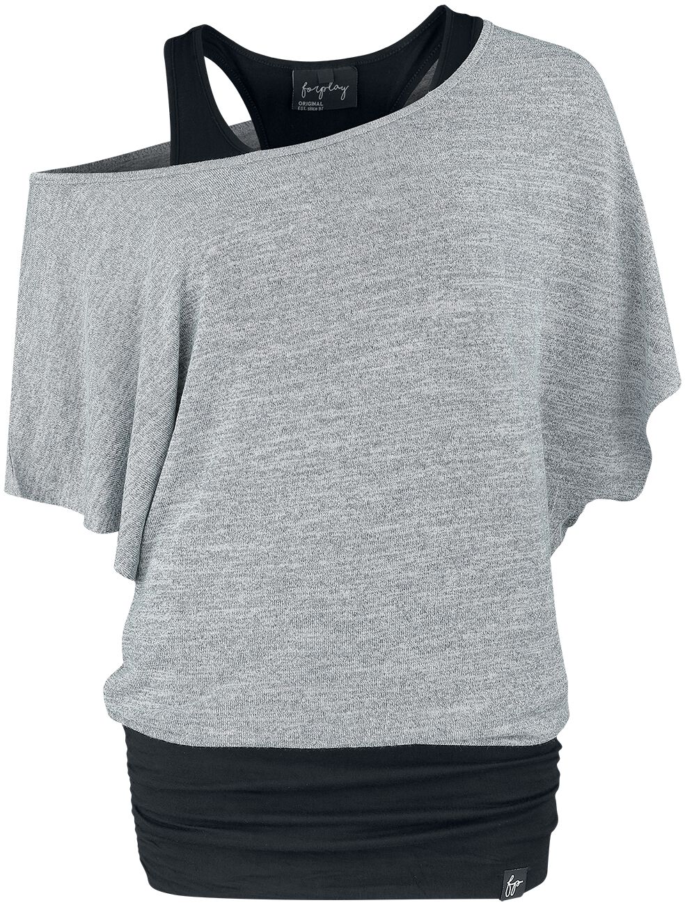 T-Shirt Manches courtes de Forplay - Jean - S à XL - pour Femme - noir/gris
