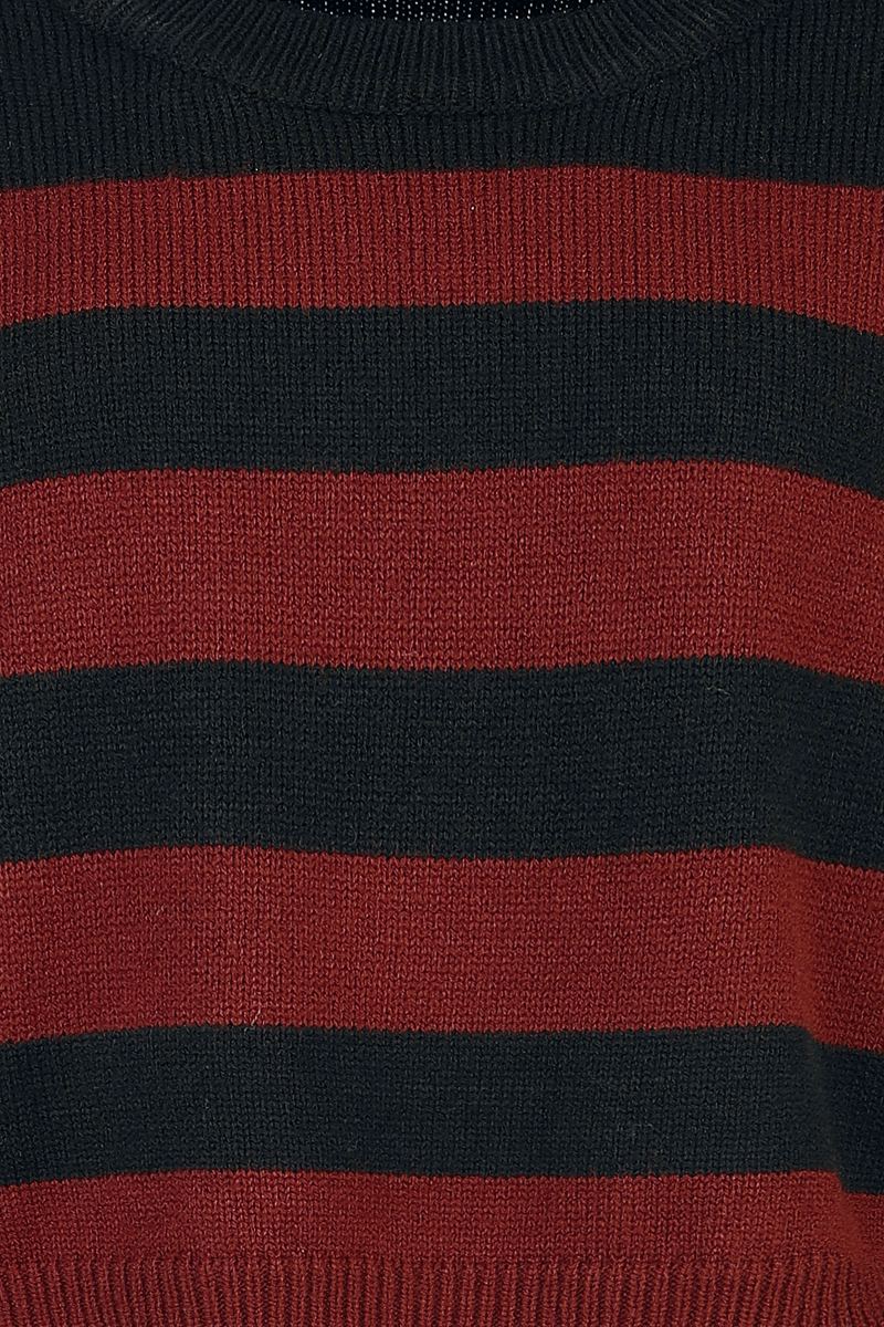 4068143319362 - Strickpullover mit Manschettenärmeln Strickpullover schwarz rot in S