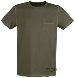 Olives T-Shirt mit Brusttasche und Rundhalsausschnitt