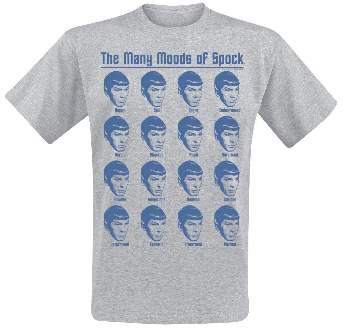 0199756924682 - Many Moods Of Spock T-Shirt grau in 3XL