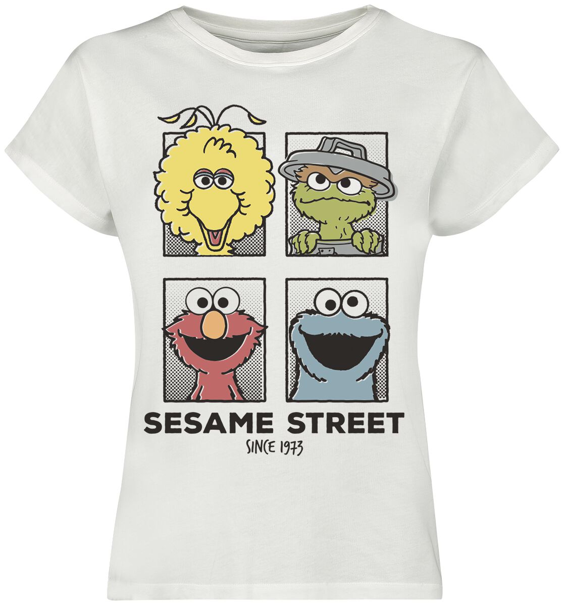 Levně Sesame Street Friends Dámské tričko šedobílá