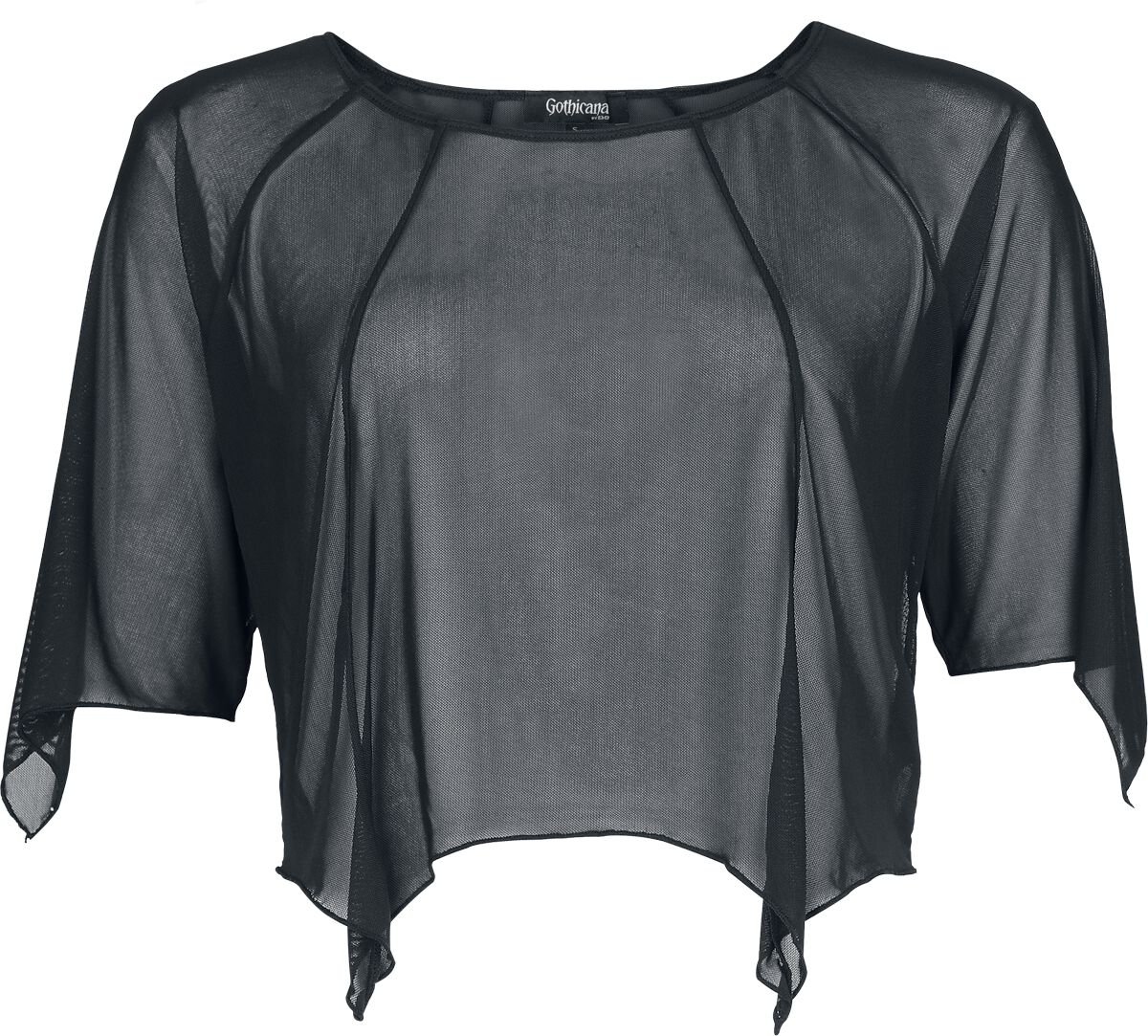 Gothicana by EMP - Gothic T-Shirt - Vailed in Darkness Bat Shape Mesh-Shirt - S bis XXL - für Damen - Größe XL - schwarz