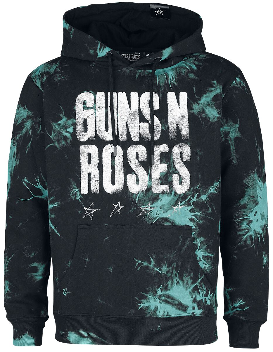 Guns N` Roses Kapuzenpullover - EMP Signature Collection - S bis L - für Männer - Größe L - schwarz/türkis  - EMP exklusives Merchandise!