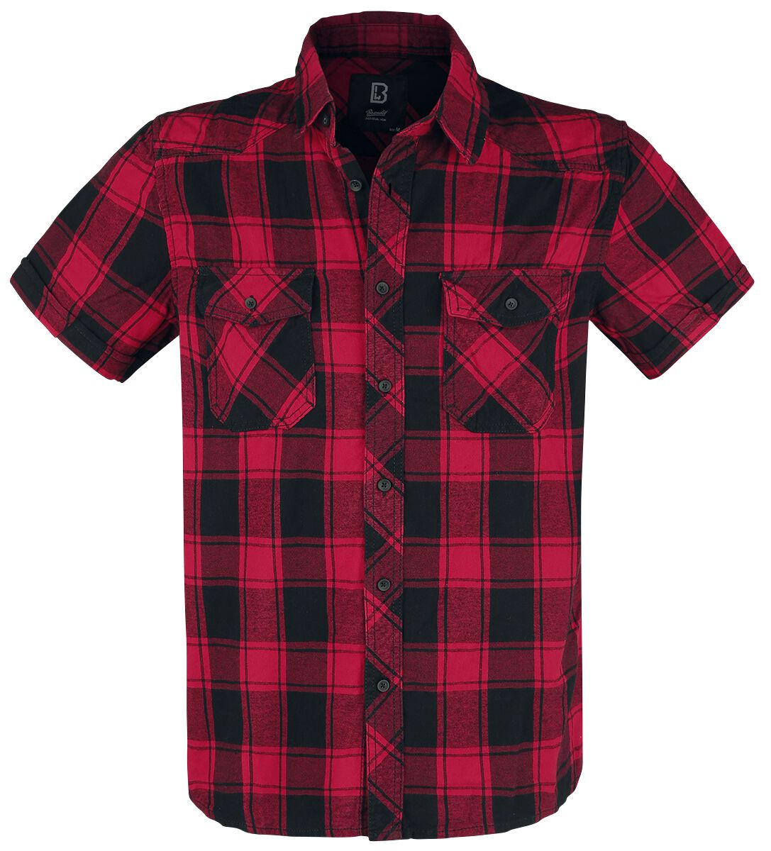 Brandit Kurzarmhemd - Checkshirt halfsleeve - S bis 7XL - für Männer - Größe S - schwarz/rot