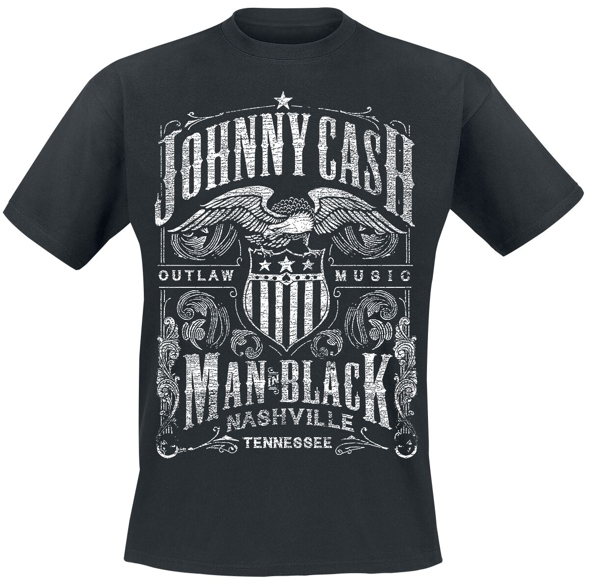 Levně Johnny Cash Outlaw Music Tričko černá
