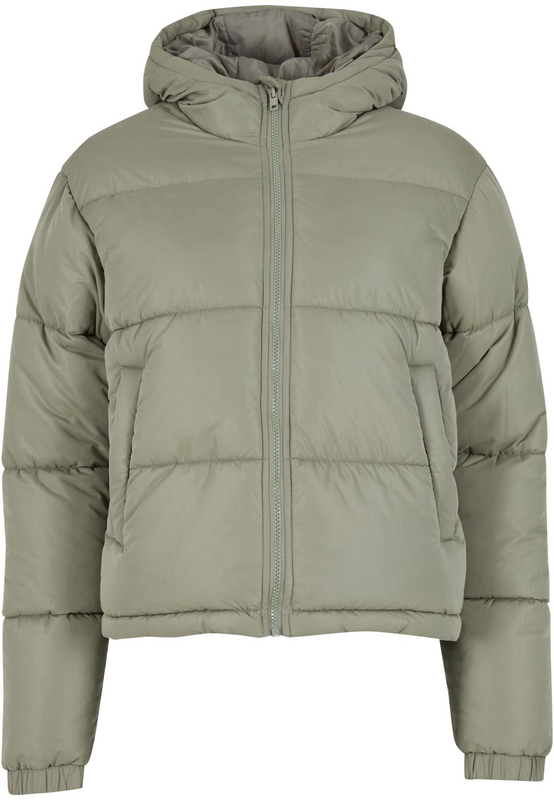 Urban Classics  Winter Jacket - Ladies' Peached Puffer Jacket with hood - for Women - olive