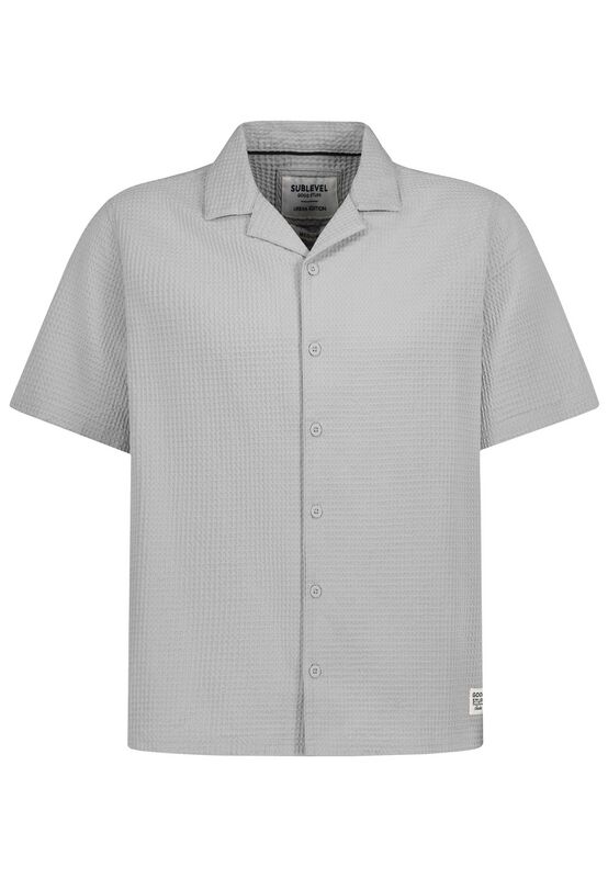 Sublevel Miesten Harmaa Lyhythihainen Kauluspaita - Waffle Structure Resort Shirt - S- Xxl - Varten Miehet