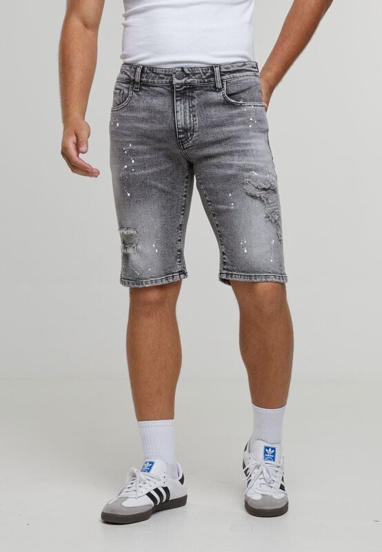 4255773734638 - VICTOR RIPPED SLIM FIT SHORTS-WASHED GREY Short grau in 33