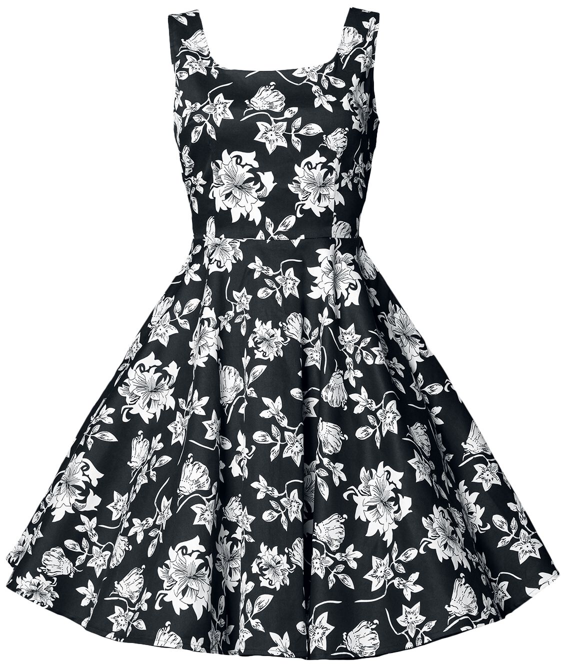 Belsira Rockabilly Kleid knielang Swing Blumenkleid M bis 4XL für Damen Größe M schwarz  - Onlineshop EMP