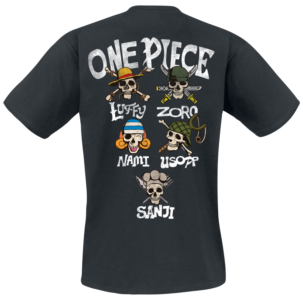 Thumbnail - One Piece Straw Hat Crew Skull T-Shirt schwarz in L