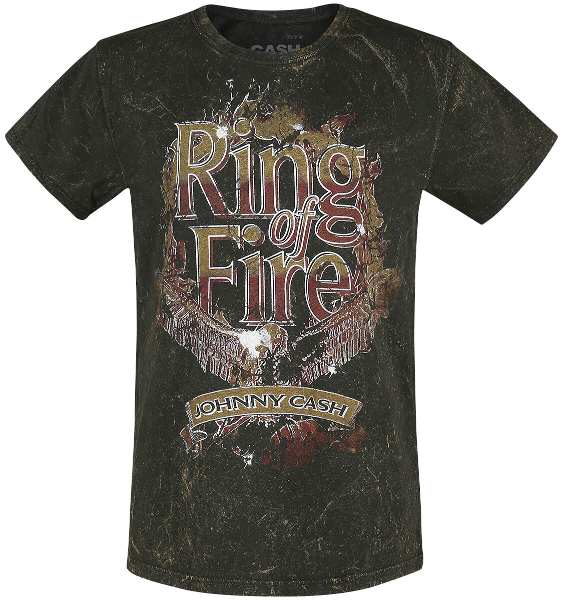 Johnny Cash Gold Ring Of Fire Vintage T-Shirt black brown