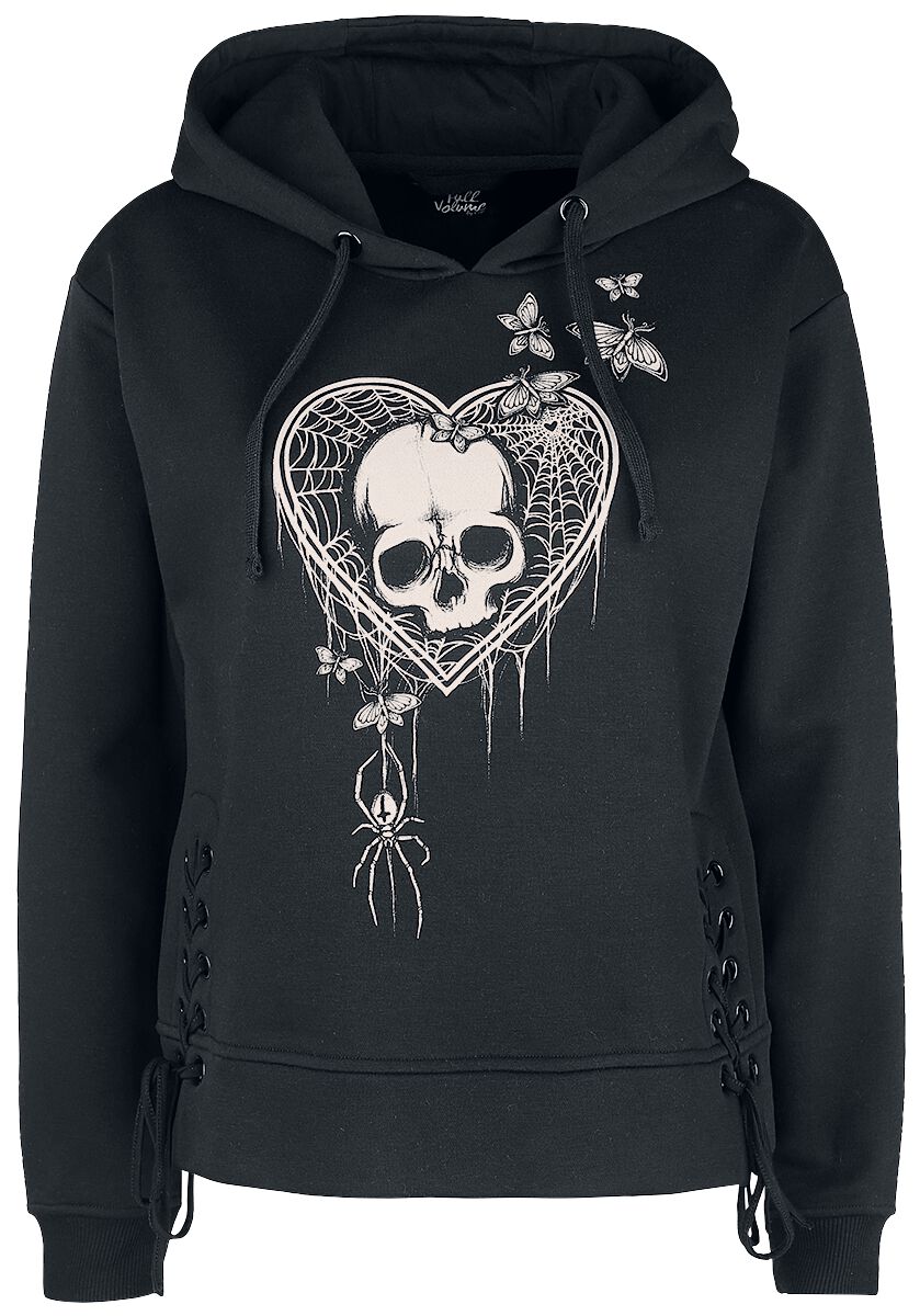 Image of Felpa con cappuccio di Full Volume by EMP - Hoodie with large print and side lacing - S a XL - Donna - nero