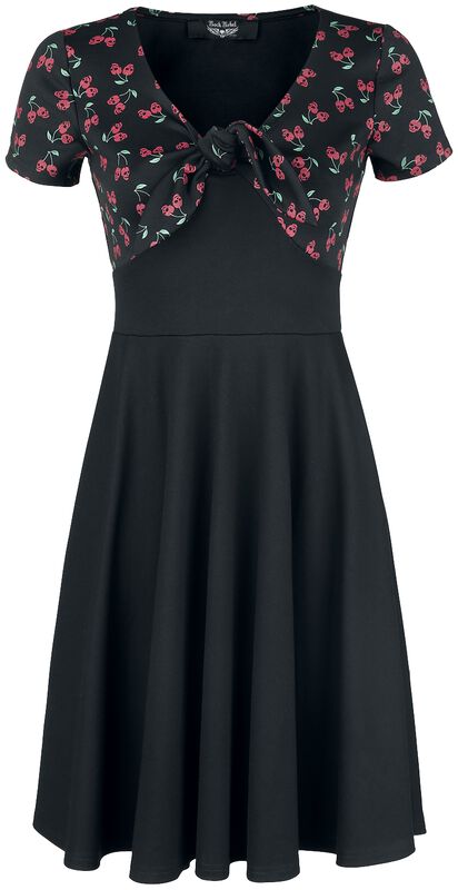 Schwarzes kurzes Kleid mit zartem Skull-Print