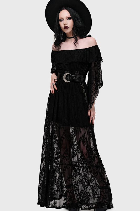 Killstar - Gothic Långklänning - Veil Of Dawn - Twilight Seraph Maxi Dress - S XL - för Dam - svart