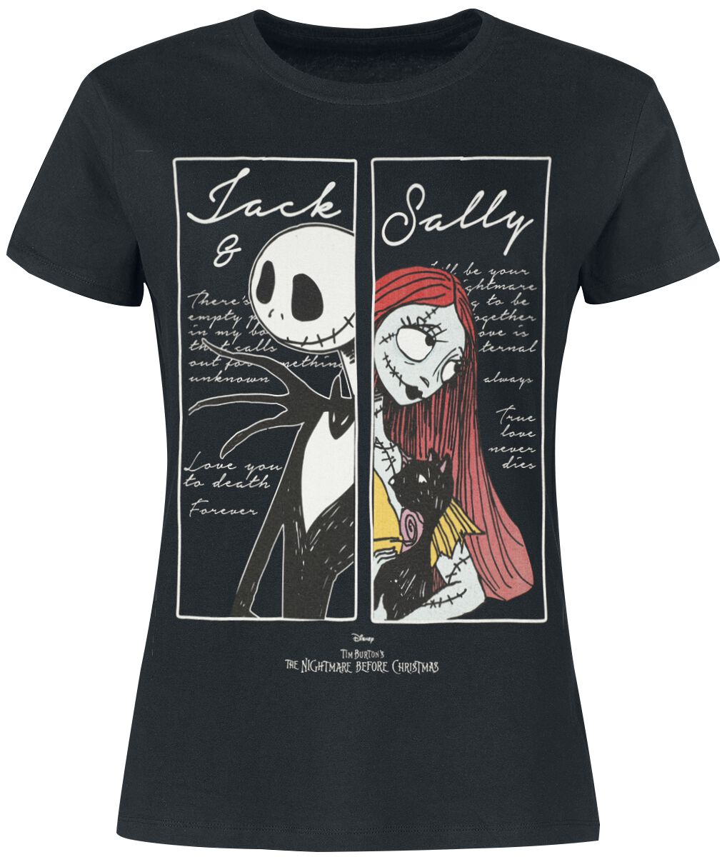 The Nightmare Before Christmas - Disney T-Shirt - Jack & Sally - M bis XXL - für Damen - Größe XL - schwarz  - Lizenzierter Fanartikel