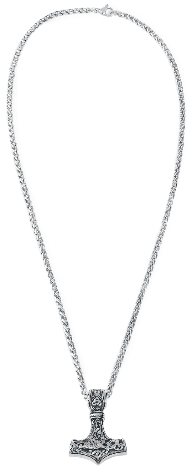 URBANTIMBER Thor's Hammer mit keltischen Knoten und Triquetra Halskette silberfarben