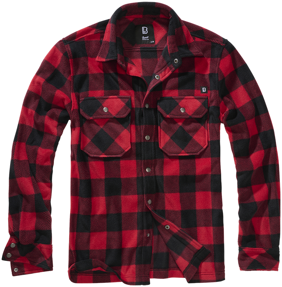 Brandit  Longsleeve - Fleece shirt Jeff - for Men - black-red