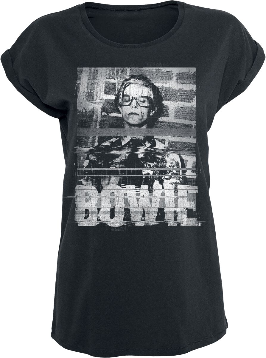 Image of David Bowie Glitchy Girl-Shirt schwarz