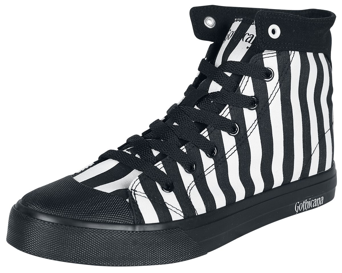 Schwarz/weiß gestreifte Sneaker Sneaker high schwarz/weiß von Gothicana by EMP RN11712