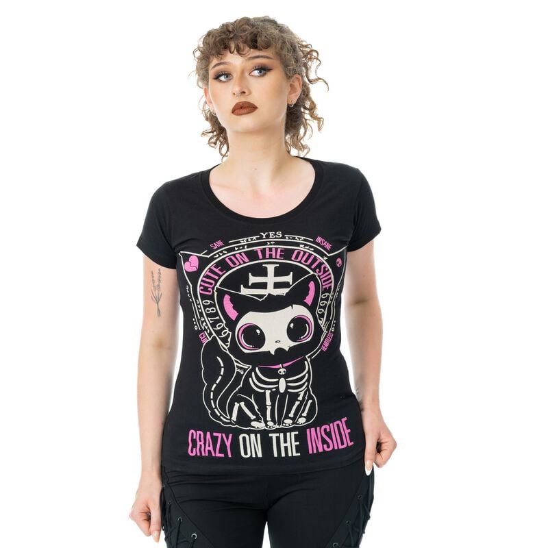T-Shirt Gothic di Cupcake Cult - Cute On the Outside - XS a XXL - Donna - nero
