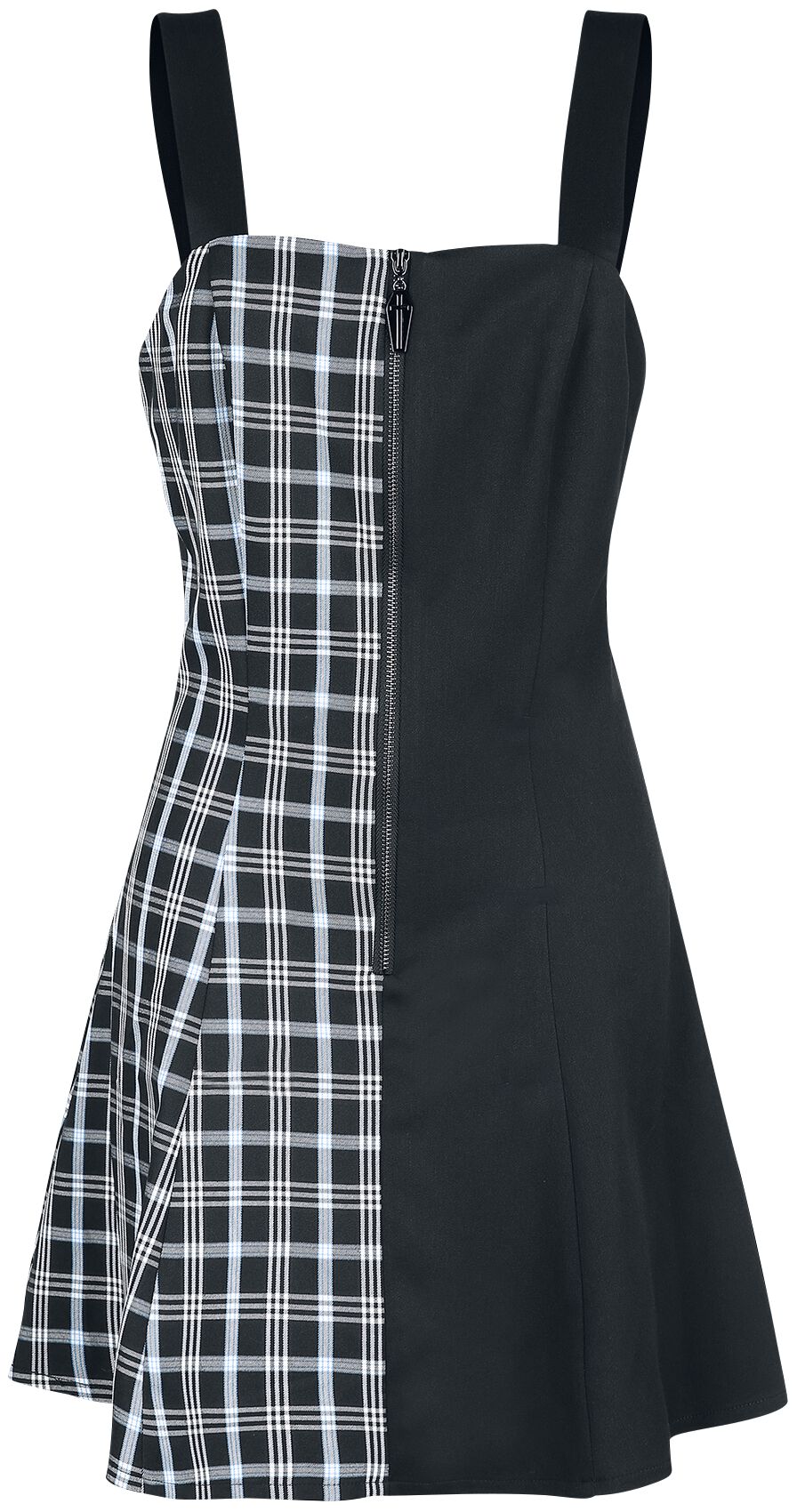 Banned Alternative - Gothic Kurzes Kleid - Death Check Dress - XS bis XXL - für Damen - Größe XL - schwarz/blau