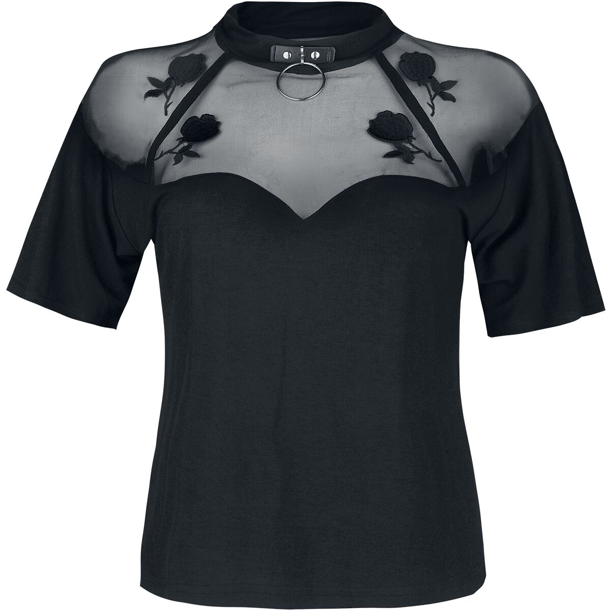 Levně Jawbreaker Síťovinový top Rose Garden Dámské tričko černá