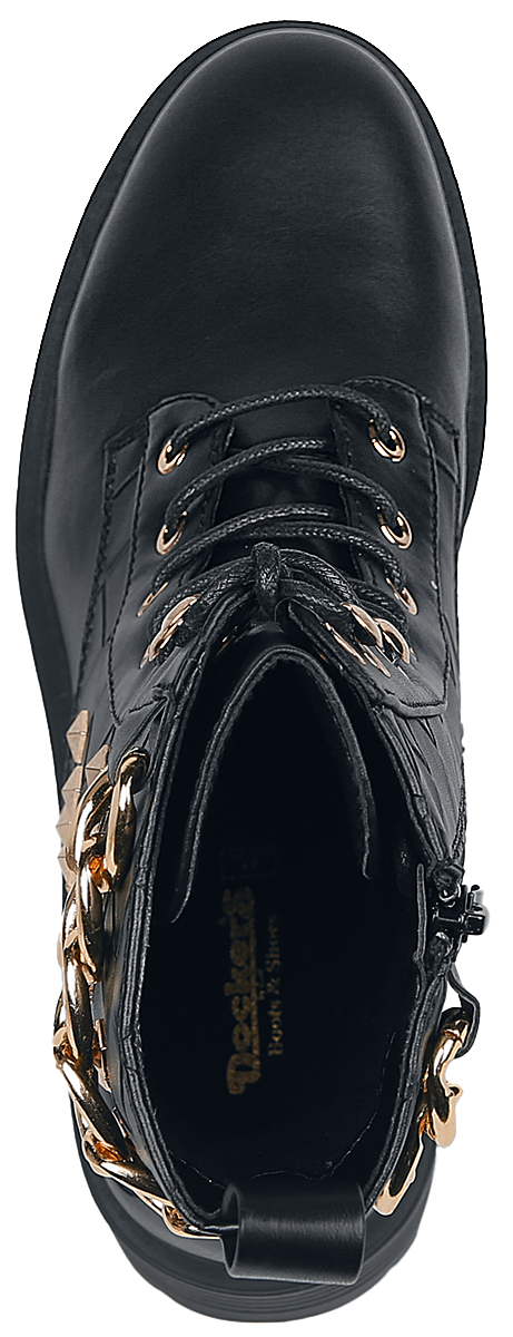 Dockers by Gerli Schnürboot mit Kette und Nieten Boot schwarz
